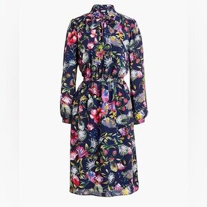 Jcrew floral tie neck dress size xs